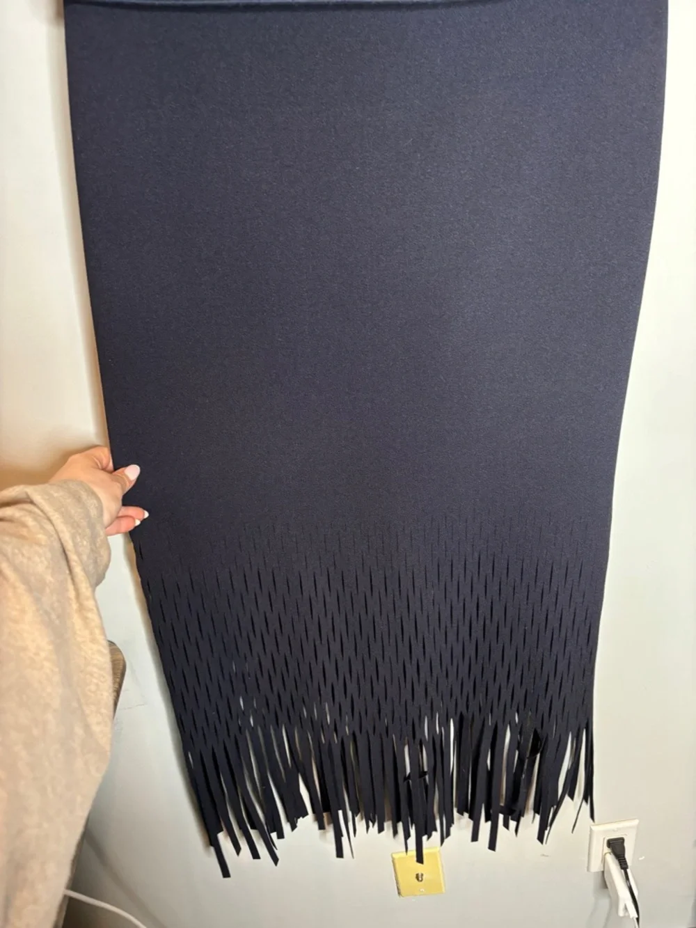 Dion Lee Strapless Laser Cut Fringe Dress Size 10 Navy